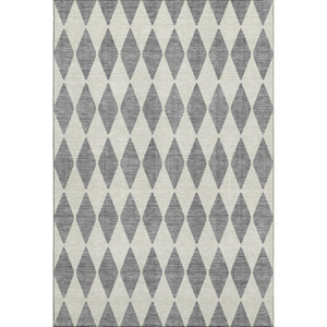 HomeRoots 10' Gray and Ivory Diamond Area Rug - Washable, Stain-Resistant, UV Protected for Family Spaces 650062