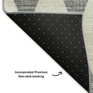 HomeRoots 10' Gray and Ivory Diamond Area Rug - Washable, Stain-Resistant, UV Protected for Family Spaces 650062