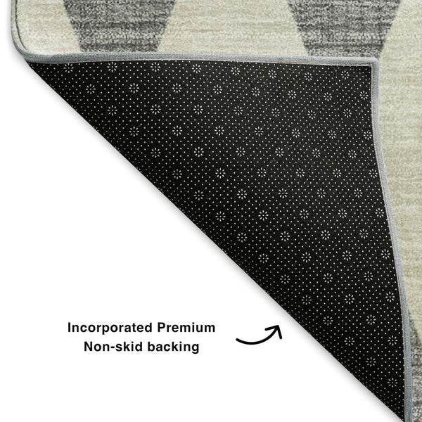 HomeRoots 10' Gray and Ivory Diamond Area Rug - Washable, Stain-Resistant, UV Protected for Family Spaces 650062