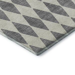 HomeRoots 10' Gray and Ivory Diamond Area Rug - Washable, Stain-Resistant, UV Protected for Family Spaces 650062