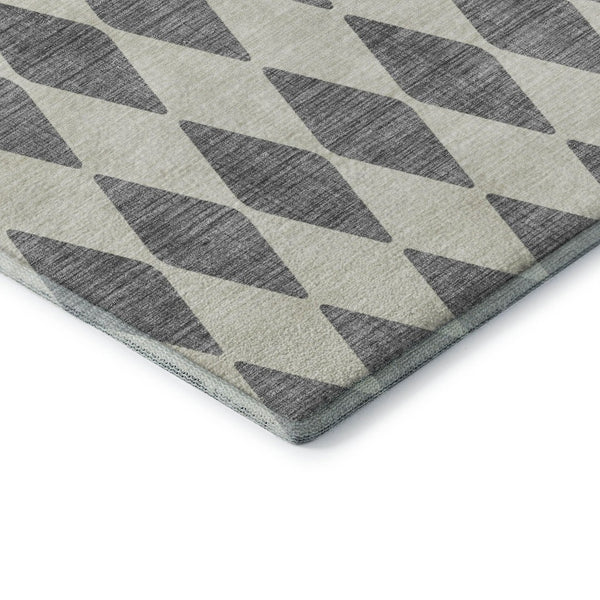 HomeRoots 10' Gray and Ivory Diamond Area Rug - Washable, Stain-Resistant, UV Protected for Family Spaces 650062