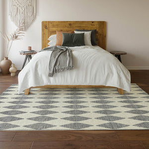 HomeRoots 10' Gray and Ivory Diamond Area Rug - Washable, Stain-Resistant, UV Protected for Family Spaces 650062