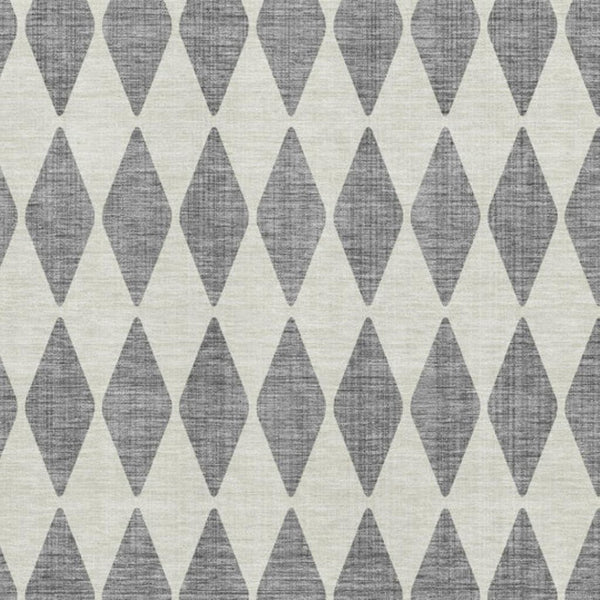 HomeRoots 10' Gray and Ivory Diamond Area Rug - Washable, Stain-Resistant, UV Protected for Family Spaces 650062