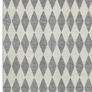 HomeRoots 10' Gray and Ivory Diamond Area Rug - Washable, Stain-Resistant, UV Protected for Family Spaces 650062