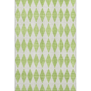 HomeRoots 5' Stylish Lime Green & Ivory Diamond Area Rug - Washable, UV Protected, Stain Resistant, Durable 650064