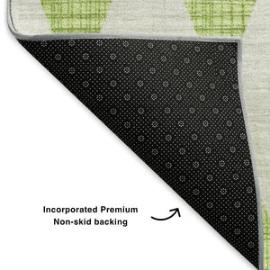 HomeRoots 5' Stylish Lime Green & Ivory Diamond Area Rug - Washable, UV Protected, Stain Resistant, Durable 650064
