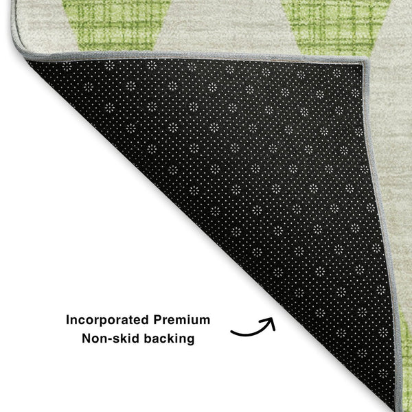 HomeRoots 5' Stylish Lime Green & Ivory Diamond Area Rug - Washable, UV Protected, Stain Resistant, Durable 650064