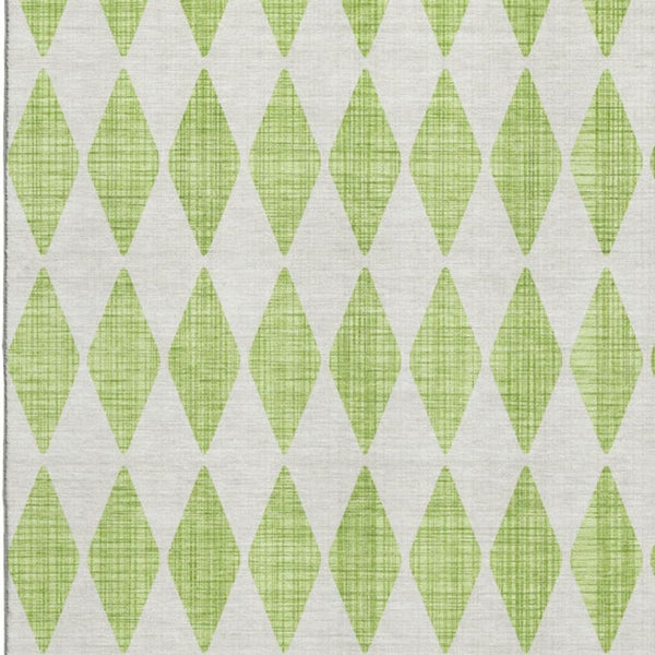 HomeRoots 5' Stylish Lime Green & Ivory Diamond Area Rug - Washable, UV Protected, Stain Resistant, Durable 650064