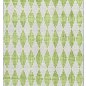 HomeRoots 5' Stylish Lime Green & Ivory Diamond Area Rug - Washable, UV Protected, Stain Resistant, Durable 650064