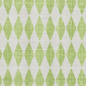 HomeRoots 8' X 10' Stylish Lime Green & Ivory Diamond Area Rug - Washable, UV-Protected, Perfect for Families! 650066