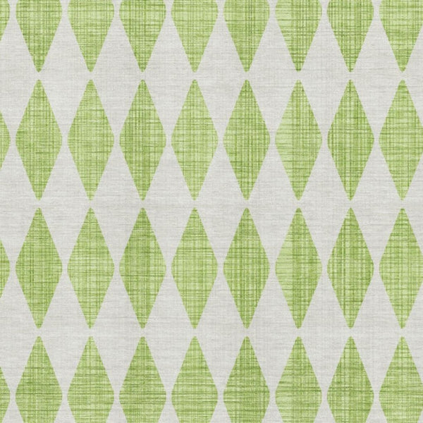 HomeRoots 8' X 10' Stylish Lime Green & Ivory Diamond Area Rug - Washable, UV-Protected, Perfect for Families! 650066