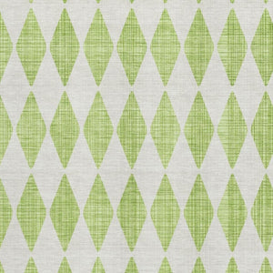 HomeRoots 9' X 12' Vibrant Lime Green and Ivory Diamond Area Rug – Durable, Washable, UV-Protected & Stylish! 650067