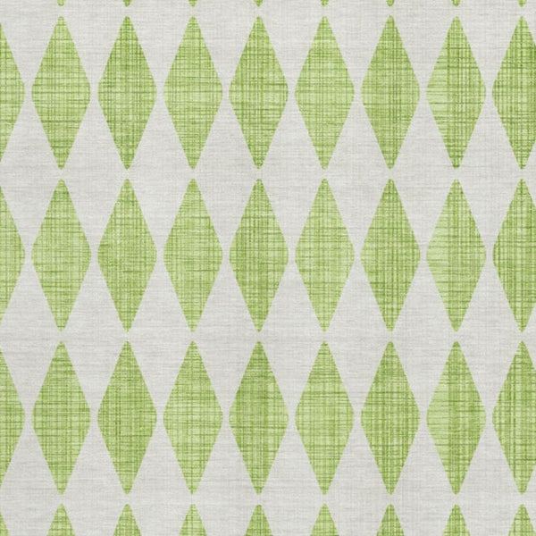HomeRoots 9' X 12' Vibrant Lime Green and Ivory Diamond Area Rug – Durable, Washable, UV-Protected & Stylish! 650067