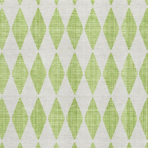 HomeRoots 10' X 14' Lime Green Ivory Diamond Area Rug - Washable, UV Protected, Stain Resistant for Busy Homes 650068