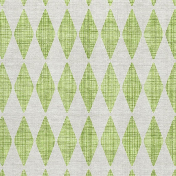 HomeRoots 10' X 14' Lime Green Ivory Diamond Area Rug - Washable, UV Protected, Stain Resistant for Busy Homes 650068