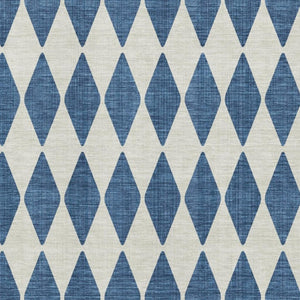 HomeRoots 5' X 8' Navy Blue & Ivory Diamond Area Rug - Washable, Stain-Resistant, UV Protected for Any Room 650070