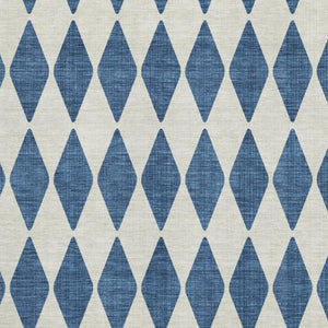 HomeRoots 10' Navy Blue & Ivory Diamond Area Rug – Washable, UV-Protected, Stain-Resistant for Busy Homes 650074