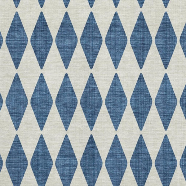 HomeRoots 10' Navy Blue & Ivory Diamond Area Rug – Washable, UV-Protected, Stain-Resistant for Busy Homes 650074