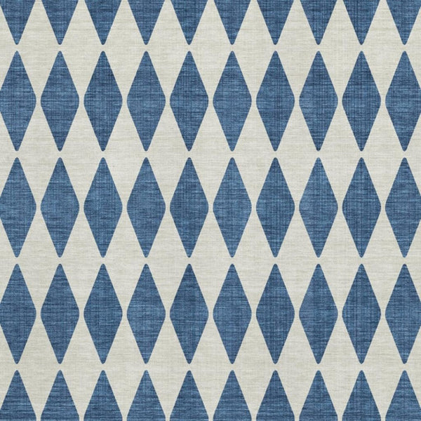 HomeRoots 10' Navy Blue & Ivory Diamond Area Rug – Washable, UV-Protected, Stain-Resistant for Busy Homes 650074