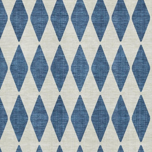 HomeRoots 10' Navy Blue & Ivory Diamond Area Rug – Washable, UV-Protected, Stain-Resistant for Busy Homes 650074