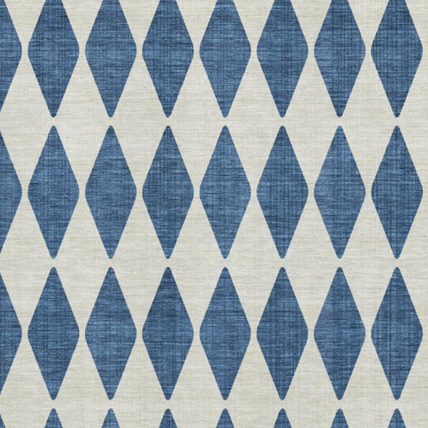 HomeRoots 10' Navy Blue & Ivory Diamond Area Rug – Washable, UV-Protected, Stain-Resistant for Busy Homes 650074