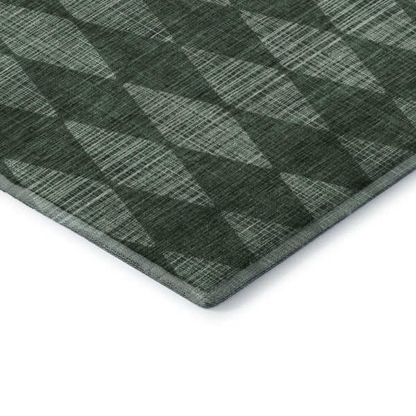 HomeRoots 5' X 8' Olive Green & Ivory Diamond Area Rug - Washable, UV-Protected, Stylish for Busy Homes! 650076
