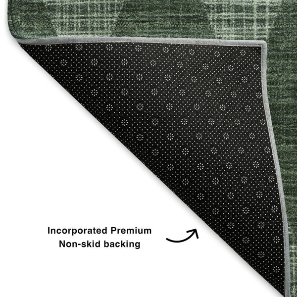 HomeRoots 8' X 10' Olive Green & Ivory Diamond Area Rug - Washable, UV Protected, Durable for Homes with Kids & Pets 650078