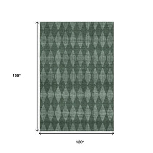 HomeRoots 10' X 14' Olive Green & Ivory Diamond Area Rug - Washable, Stain-Resistant, UV Protected Comfort! 650080