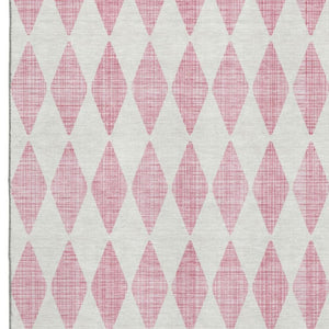 HomeRoots 8' X 10' Pink And Ivory Diamond Area Rug - Washable, UV Protected, Durable & Stylish for Any Room 650084