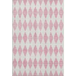 HomeRoots 9' X 12' Pink And Ivory Diamond Area Rug – Stylish, Washable, UV-Protected, and Stain-Resistant! 650085