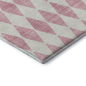 HomeRoots 9' X 12' Pink And Ivory Diamond Area Rug – Stylish, Washable, UV-Protected, and Stain-Resistant! 650085