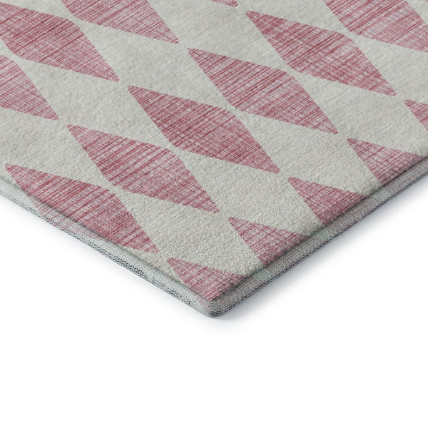 HomeRoots 9' X 12' Pink And Ivory Diamond Area Rug – Stylish, Washable, UV-Protected, and Stain-Resistant! 650085