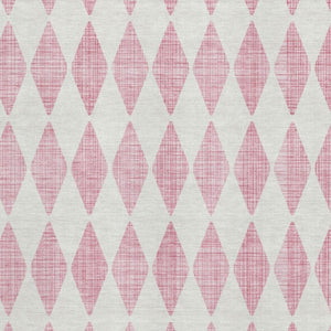 HomeRoots 9' X 12' Pink And Ivory Diamond Area Rug – Stylish, Washable, UV-Protected, and Stain-Resistant! 650085
