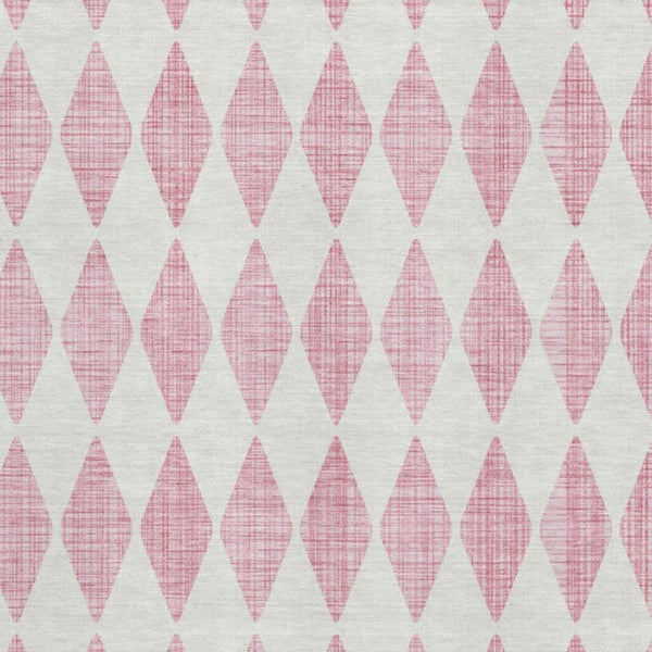 HomeRoots 9' X 12' Pink And Ivory Diamond Area Rug – Stylish, Washable, UV-Protected, and Stain-Resistant! 650085