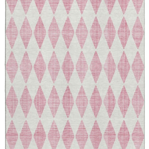 HomeRoots 9' X 12' Pink And Ivory Diamond Area Rug – Stylish, Washable, UV-Protected, and Stain-Resistant! 650085