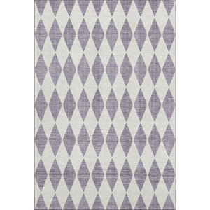 HomeRoots 5' X 8' Stylish Purple & Ivory Diamond Area Rug - Washable, UV Protected, Stain-Resistant Design 650094