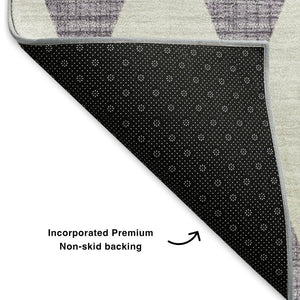HomeRoots 5' X 8' Stylish Purple & Ivory Diamond Area Rug - Washable, UV Protected, Stain-Resistant Design 650094