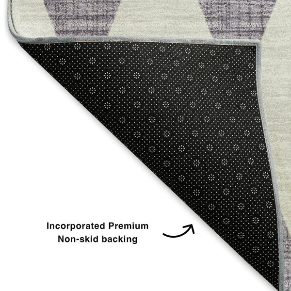 HomeRoots 5' X 8' Stylish Purple & Ivory Diamond Area Rug - Washable, UV Protected, Stain-Resistant Design 650094