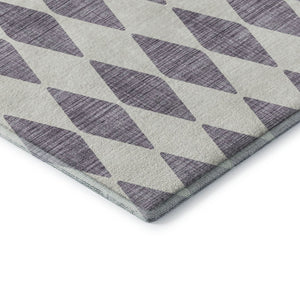 HomeRoots 5' X 8' Stylish Purple & Ivory Diamond Area Rug - Washable, UV Protected, Stain-Resistant Design 650094