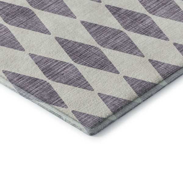 HomeRoots 5' X 8' Stylish Purple & Ivory Diamond Area Rug - Washable, UV Protected, Stain-Resistant Design 650094