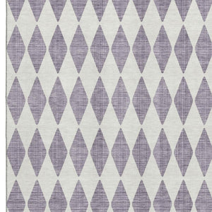 HomeRoots 5' X 8' Stylish Purple & Ivory Diamond Area Rug - Washable, UV Protected, Stain-Resistant Design 650094