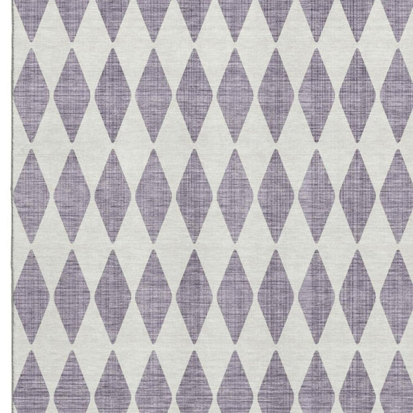 HomeRoots 5' X 8' Stylish Purple & Ivory Diamond Area Rug - Washable, UV Protected, Stain-Resistant Design 650094