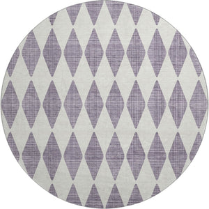 HomeRoots 8' Purple and Ivory Diamond Rug - Washable, UV Protected, Stylishly Durable for Homes with Kids & Pets 650095