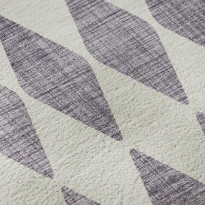 HomeRoots 8' Purple and Ivory Diamond Rug - Washable, UV Protected, Stylishly Durable for Homes with Kids & Pets 650095