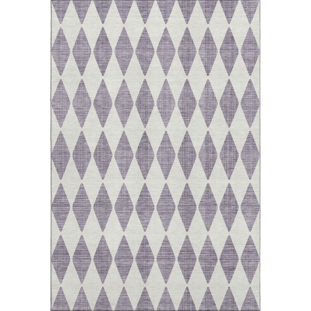 HomeRoots 9' X 12' Purple and Ivory Diamond Washable Area Rug - Durable, Stain-Resistant, UV Protected Elegance 650097