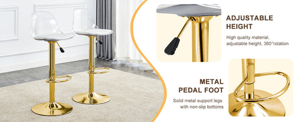 English Elm Modern Swivel Barstools Set of 2 with Clear Pet Back and Padded Pu Seat W1151P192280