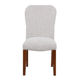 Comfort Pointe Salina Sea Oat Dining Chair in Performance Fabric with Nail Heads Sea Oat / Espresso