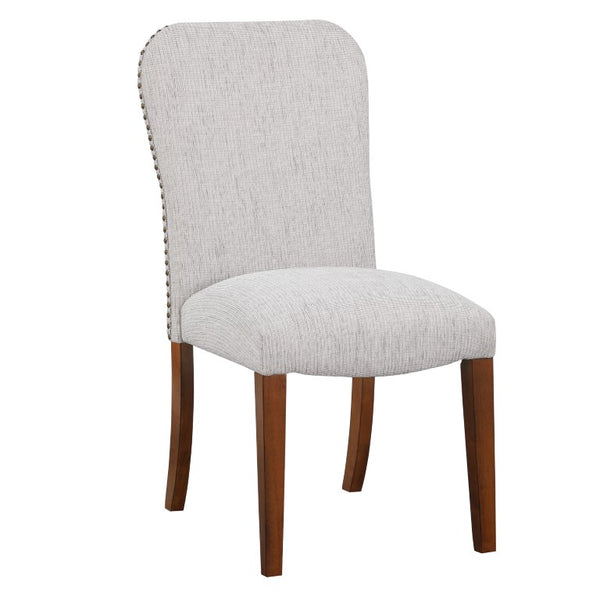 Comfort Pointe Salina Sea Oat Dining Chair in Performance Fabric with Nail Heads Sea Oat / Espresso