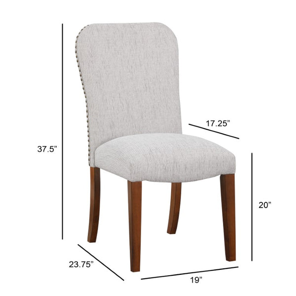 Comfort Pointe Salina Sea Oat Dining Chair in Performance Fabric with Nail Heads Sea Oat / Espresso