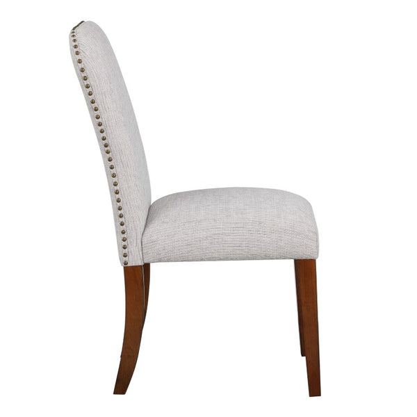 Comfort Pointe Salina Sea Oat Dining Chair in Performance Fabric with Nail Heads Sea Oat / Espresso
